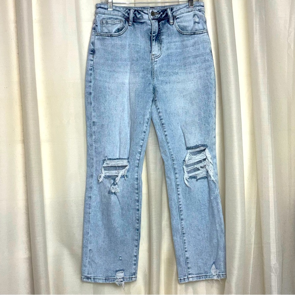 Willow & Root Cropped Rise Up Distressed Jeans